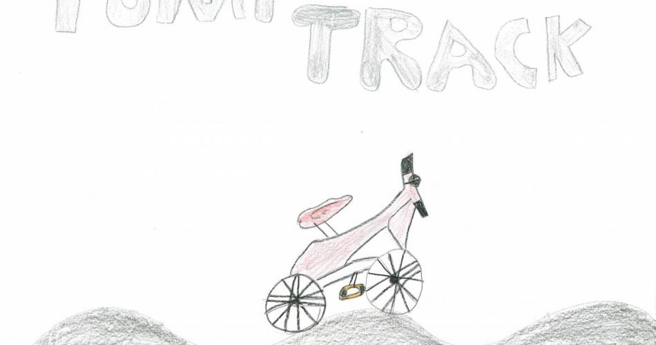 gezeichnetes Fahrrad auf einer Wellenbahn