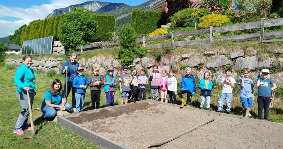 Schulkinder beim Kartoffelfeld